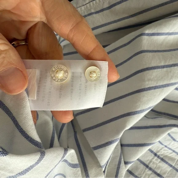 AYR The Deep End Button Down Shirt in white with blue stripes, M - Picture 5 of 6